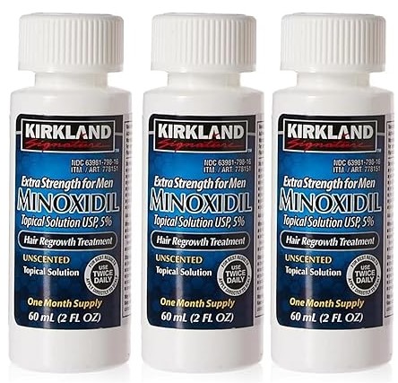 kirkland men hair loss regrowth revitalizes hair follicles 5% minoxidil topical solution 3 months supply size 3 x 2 fl. oz kirkland men hair loss regrowth revitalizes hair follicles 5% minoxidil topical solution 3 months supply size 3 x 2 fl. oz